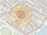 Kaartje cirkels NL-Alert gaslekkage Tuinstraat Alkmaar