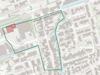 Kaart met gebied waar asbestdeeltjes gevonden zijn in Noord Scharwoude