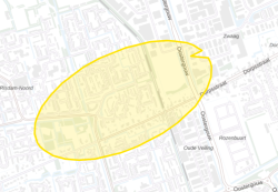 Kaartje waarop staat in welk gebied het NL-Alert is verstuurd