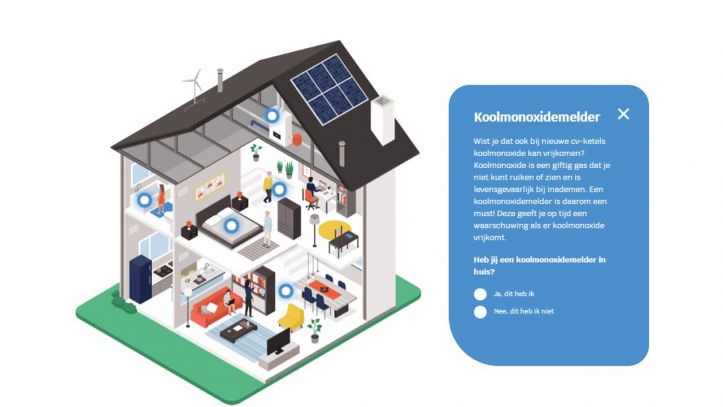 Screenshot van de woningcheckpagina op www.woongemakiskinderspel.nl